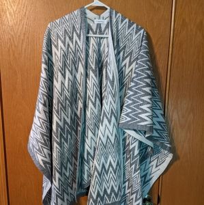 Calvin Klein metallic silver and white shrug
